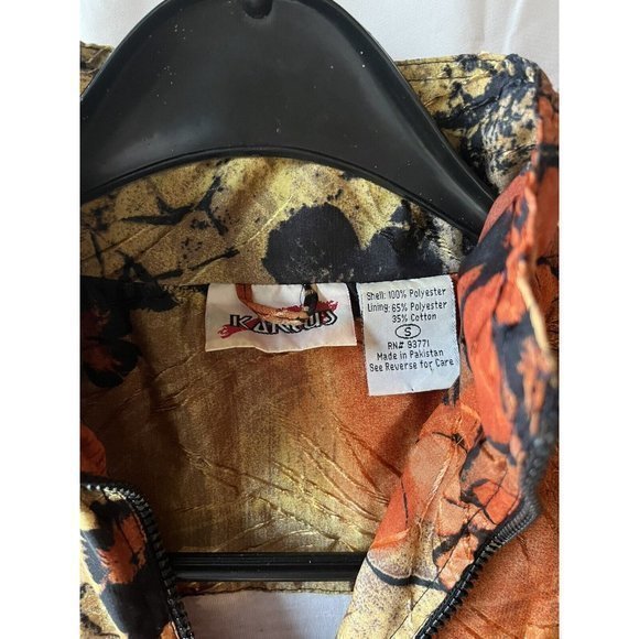 Kaktus Animal Print Orange Gold Black Zip Up Long Sleeve Shirt Jacket Mob Wife - Picture 3 of 6